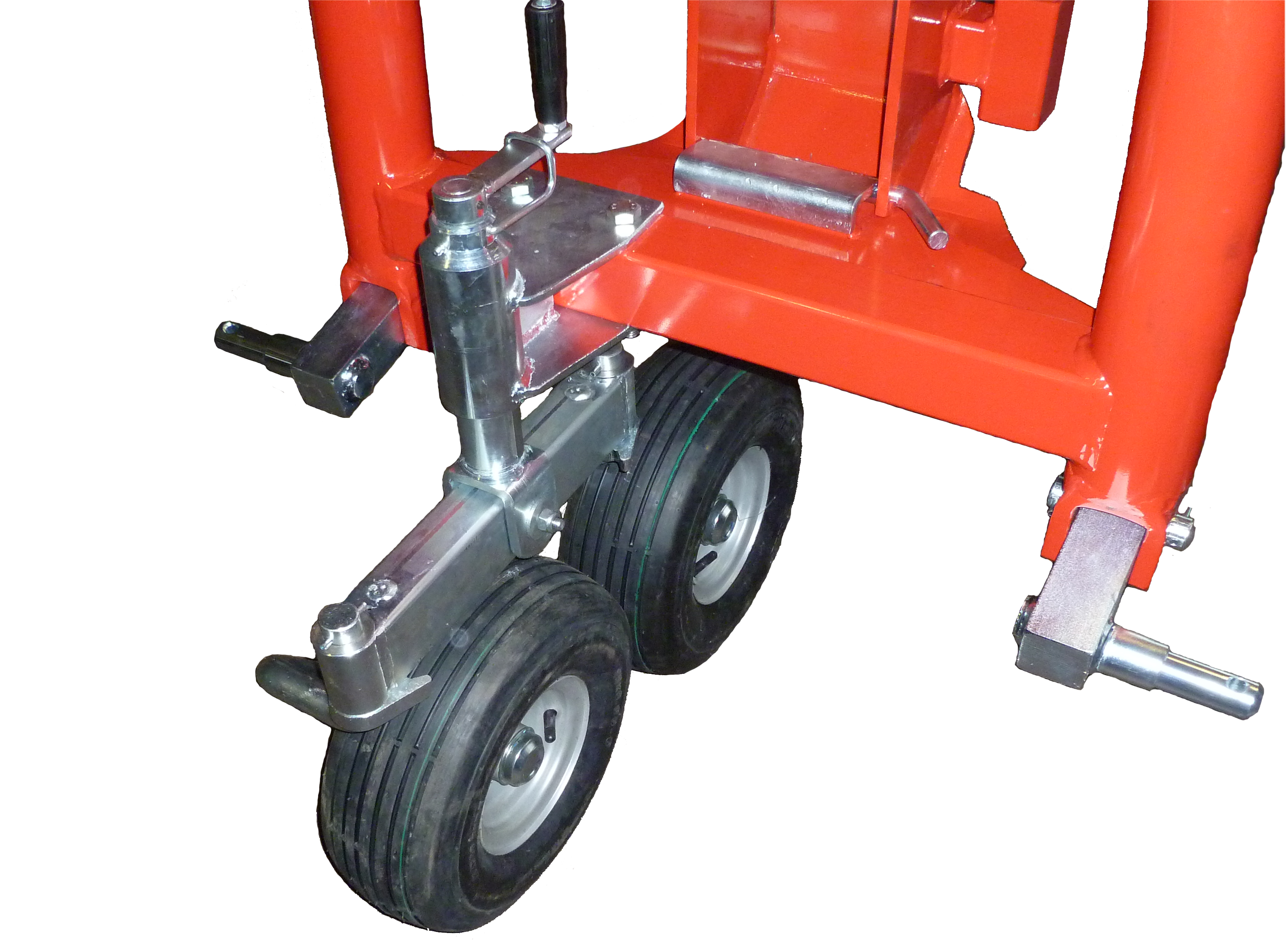 tandem front wheels for rotary rake